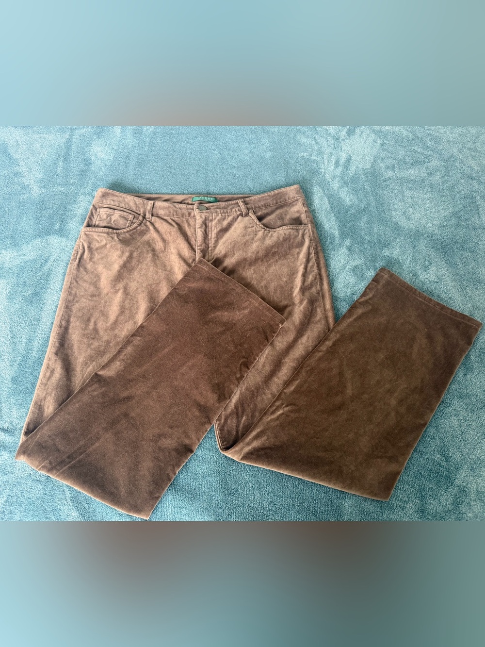 Lauren Ralph Lauren Brown Velvet Straight Pants Womens Size 14 Cotton Blend Fall